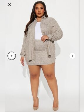 Fashion Nova Womens Tweed Shacket & Mini Skirt Set